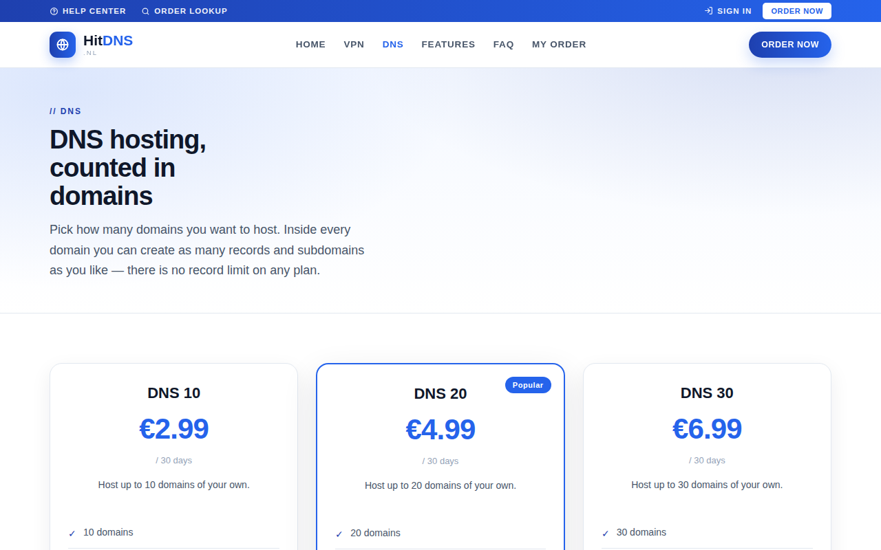 DNS hosting with your own panel
